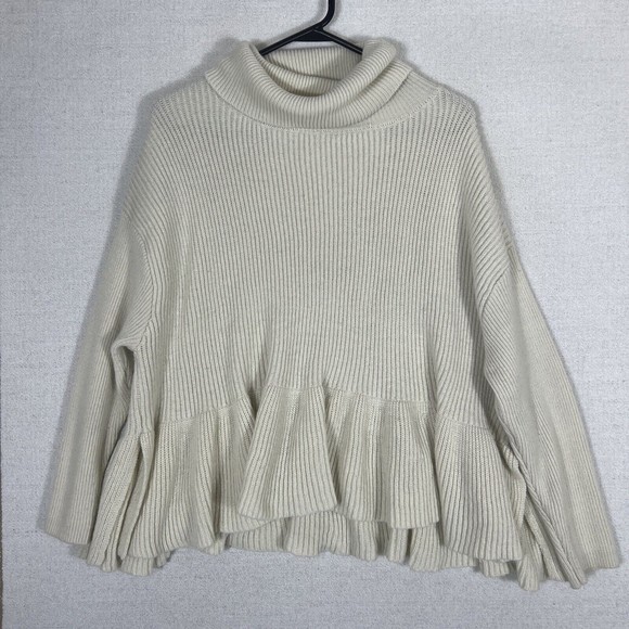 Ophelia Roe Cowl Neck Peplum Sweater Womens XL Stretch Knit - Picture 1 of 10
